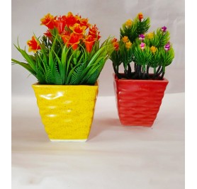 Red and Yellow Ceramic Pots